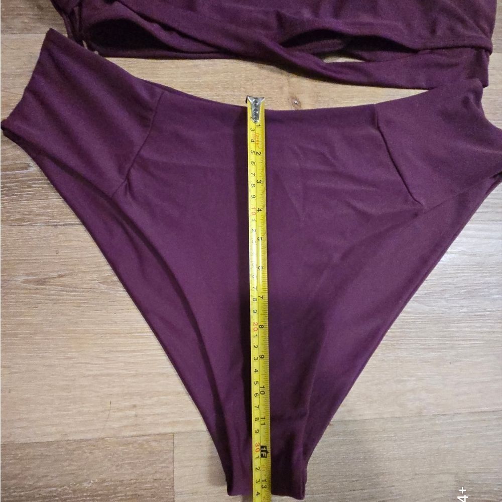 Purple High-Waisted Bikini Set with Sports Bra Top - Picture 8 of 8